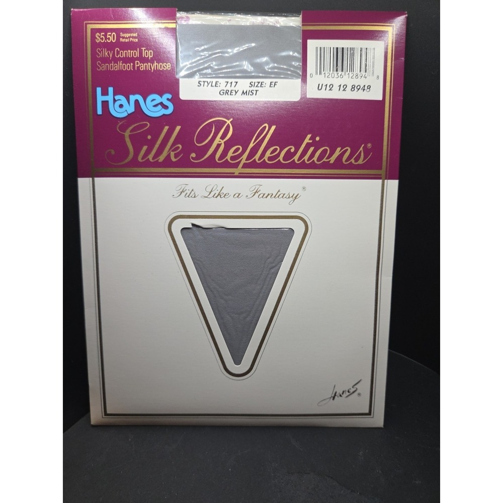 Hanes Silk Reflections Pantyhose Size EF Style 717, Grey Mist Control Top‎